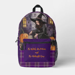 Halloween,The Witch ,Her Potion ,and the Midnight  Printed Backpack