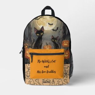 Halloween,The Witch's Cat and His Boo Buddies Prin Printed Backpack