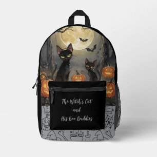 Halloween,The Witch's Cat and His Boo Buddies Printed Backpack
