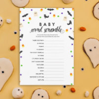Halloween theme baby word scramble shower game