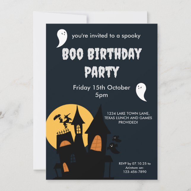 Halloween theme Birthday party invitation card (Front)