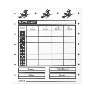 Halloween Theme Bunco Score Pad  Witch Flying