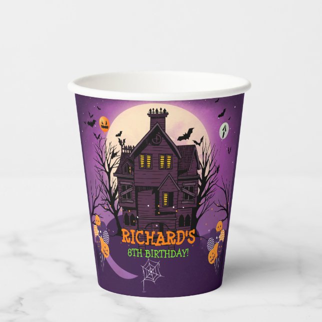 Halloween Theme Kids Birthday Party Paper Cups (Front)