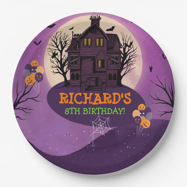Halloween Theme Kids Birthday Party Paper Plate (Front)