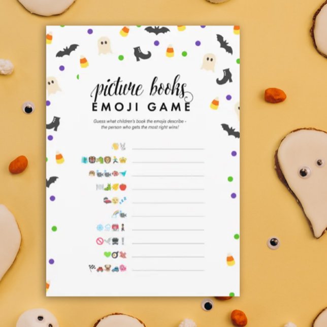 Halloween theme picture book emoji shower game programme (Halloween theme baby shower game Picture Books Emoji Game)