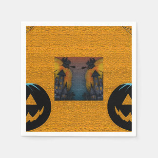 Halloween Theme Pumpkin and Haunted House Napkin
