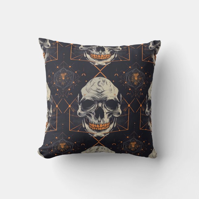 Halloween Theme Skull Throw Pillow (Front)