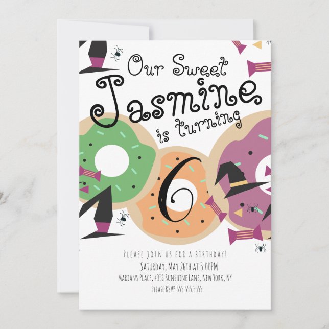 Halloween Theme Sprinkle Doughnut Candy Birthday  Invitation (Front)
