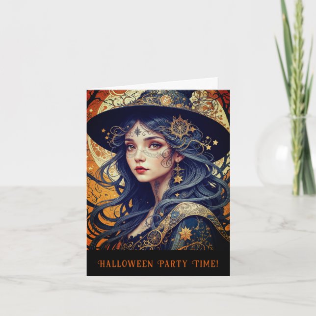 Halloween Theme Tattooed Witch Party Invitation (Front)