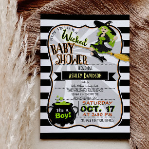 Halloween Theme Witch Baby Shower Invitation