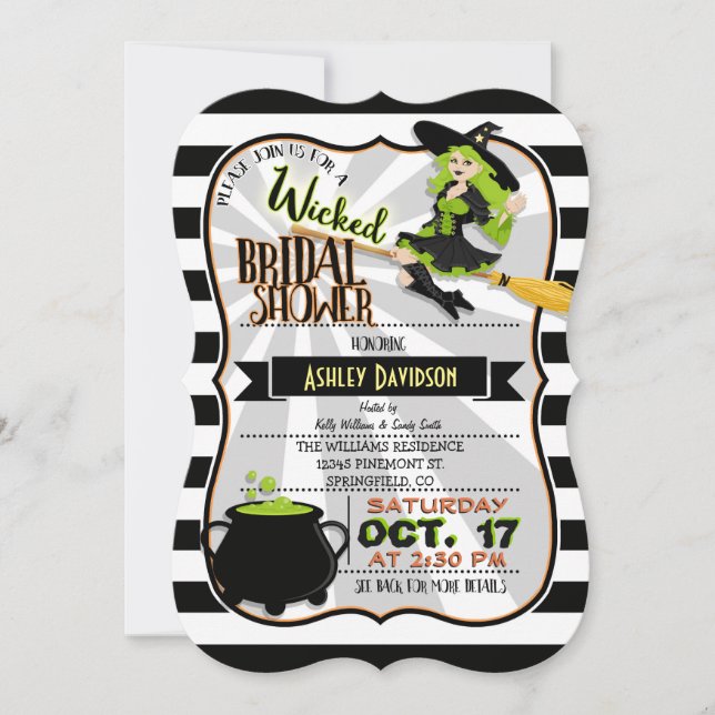 Halloween Theme Witch Bridal Shower Invitation (Front)