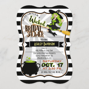 Halloween Theme Witch Bridal Shower Invitation
