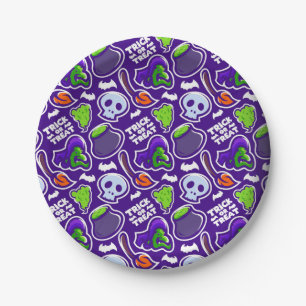 Halloween Theme Witches and Skulls Paper Plate