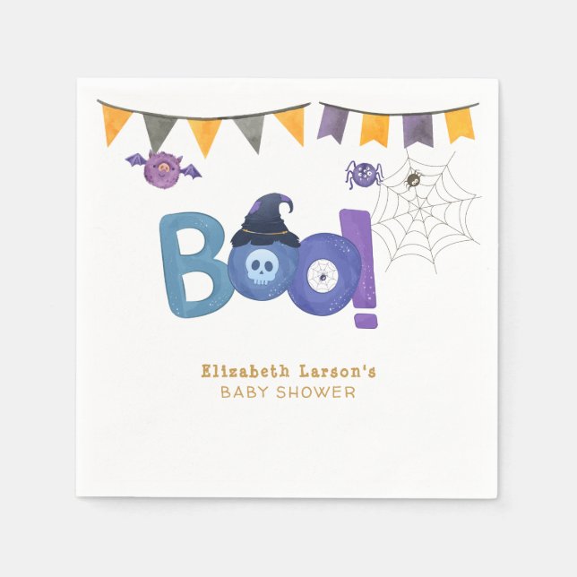Halloween Themed Baby Shower Cute Party Napkin (Front)