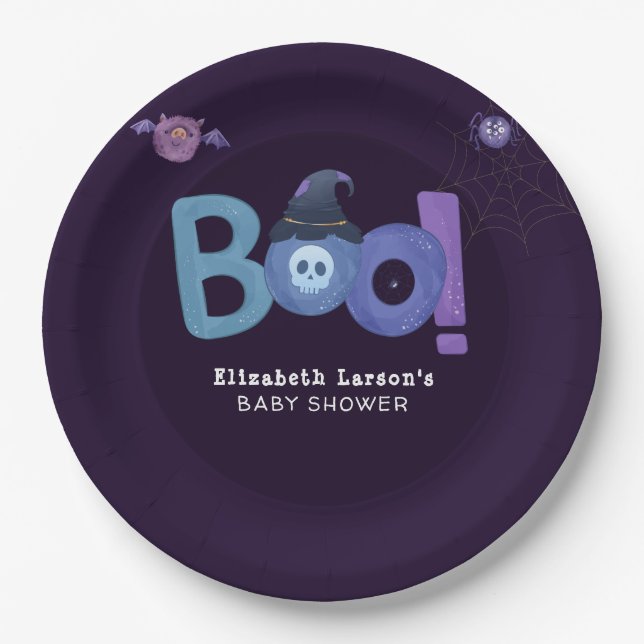 Halloween Themed Baby Shower Cute Party Paper Plate (Front)