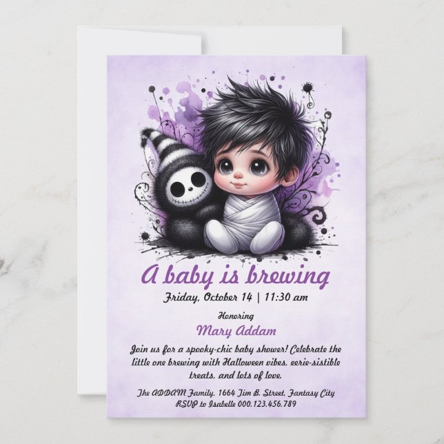 Halloween-themed baby shower invitation (Front)