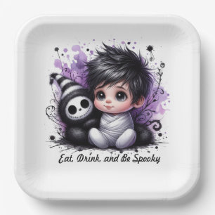 Halloween-themed Baby Shower – Purple Gothic Baby Paper Plate