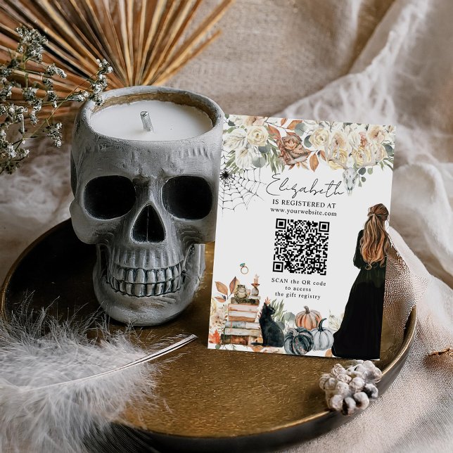 Halloween Themed Bridal Shower Registry QR Code Enclosure Card (Creator Uploaded)