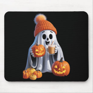 Halloween-Themed Featuring A Charming Spooky Ghost Mouse Mat