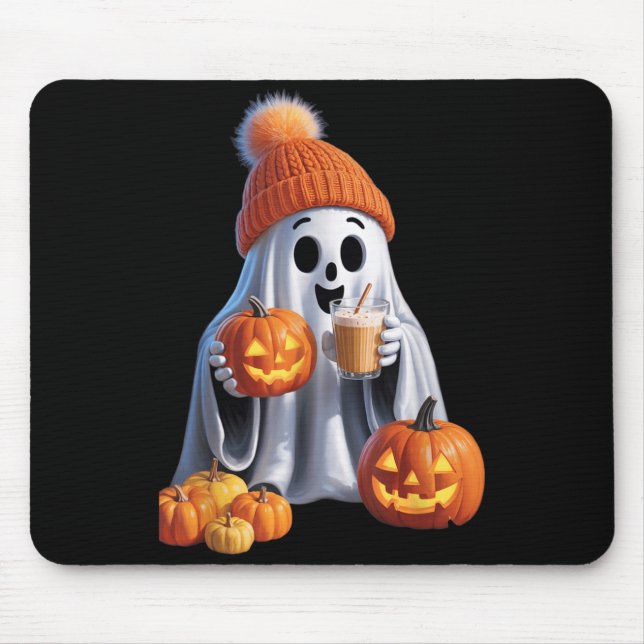 Halloween-Themed Featuring A Charming Spooky Ghost Mouse Mat (Front)