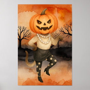Halloween themed for Cat Lovers Pumpkin Poster