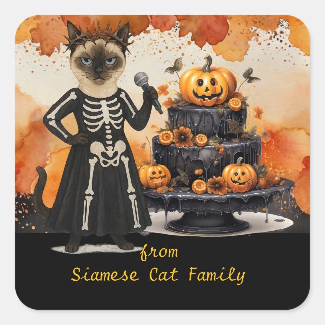 Halloween themed for Cat Lovers with candies Square Sticker (Front)