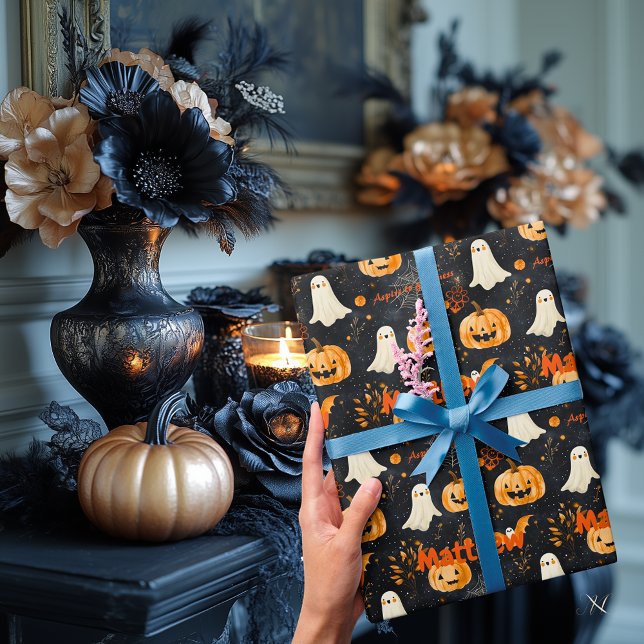 Halloween themed for kids personalised wrapping paper (Creator Uploaded)