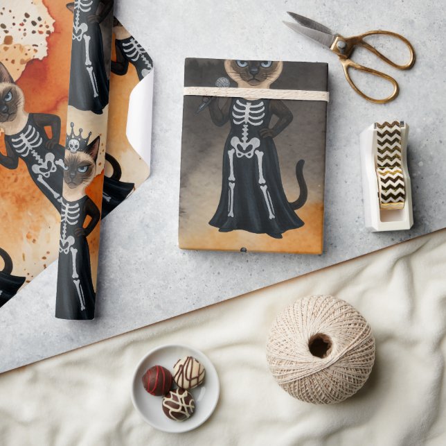 Halloween themed for Siamese Cat lovers Wrapping Paper (Crafts)