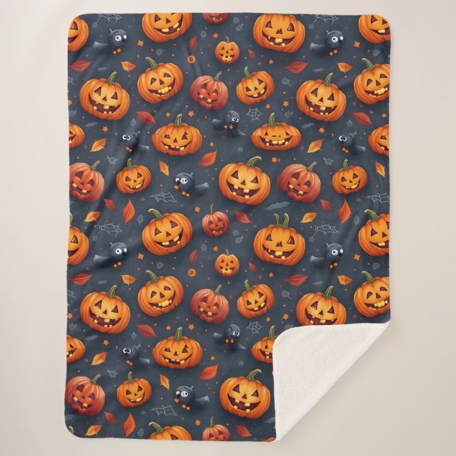 Halloween-themed Large Sherpa Blanket (Front)