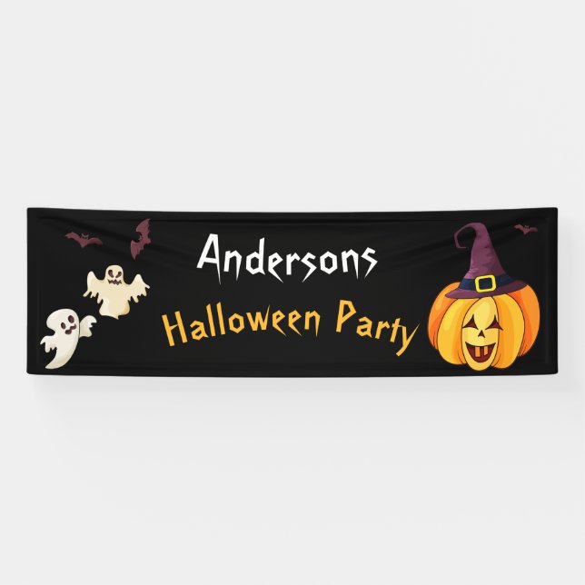 Halloween Themed Party Personalised Family Name Banner (Horizontal)