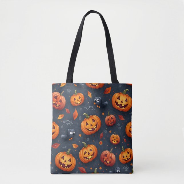 Halloween-themed Shoulder Tote Bag (Front)