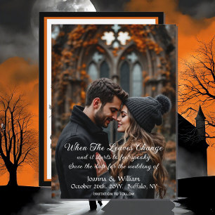 Halloween Themed Wedding with Photo Save The Date