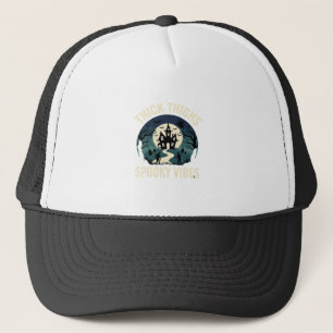 Halloween Thick Thighs Spooky Vibes Haunted House Trucker Hat