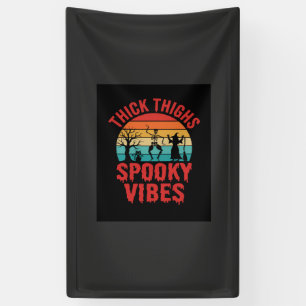 Halloween Thick Thighs Spooky Vibes Skeleton Desig Banner