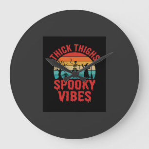 Halloween Thick Thighs Spooky Vibes Skeleton Desig Large Clock