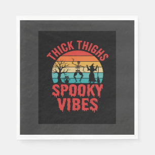 Halloween Thick Thighs Spooky Vibes Skeleton Desig Napkin