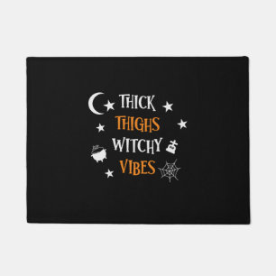 Halloween Thick Thighs Witch Vibes Birthday Doormat