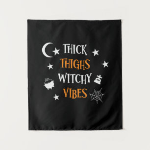 Halloween Thick Thighs Witch Vibes Birthday Tapestry