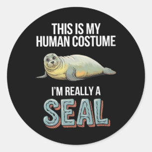 Halloween This Is My Human Costume I'm Really A Se Classic Round Sticker