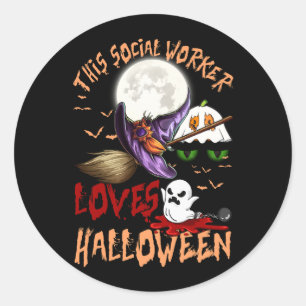 Halloween This Social Worker Loves Halloween Ghost Classic Round Sticker