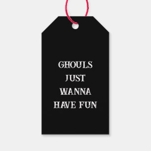Halloween Three Cute Cheerful Ghosts Black White Gift Tags