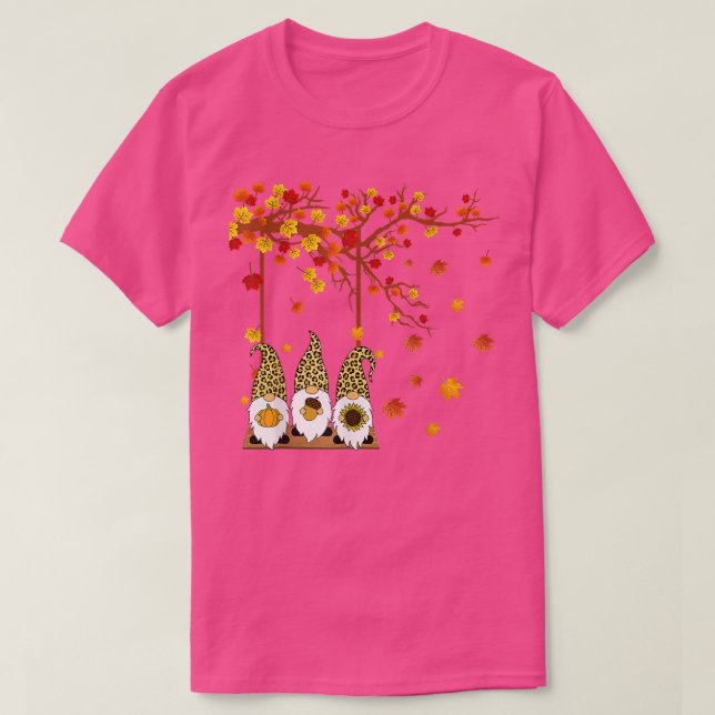Halloween Three Gnomes Hat Leopard Pumpkin Fall Le T-Shirt (Design Front)