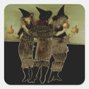 Halloween Three Witches Square Sticker