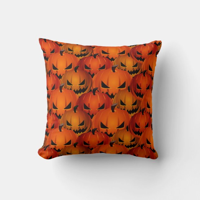 Halloween Throw Pillow-Scary Pumpkins Cushion (Front)