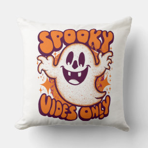Halloween Throw Pillow – Spooky Vibes Only Ghost 