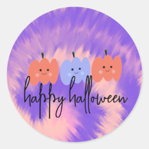 Halloween Tie Dye Pumpkin Hand Drawn Classic Round Sticker