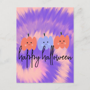 Halloween Tie Dye Pumpkin Hand Drawn Postcard