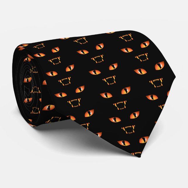 Halloween Ties Black Cat Halloween Neckties (Rolled)