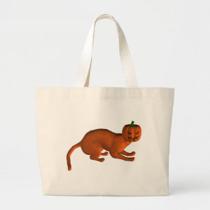 Halloween Tiger Cat Large Tote Bag
