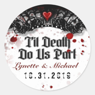 Halloween Til Death Blood Splatter Wedding Label